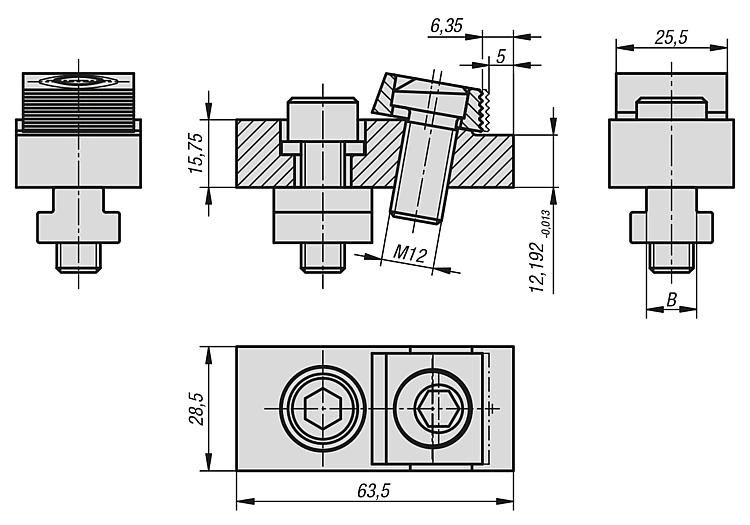 Cam Clamp With Clamping Element. 12mm Slot Width. 12kN Clamping Force. Steel.