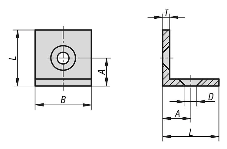 Angle Bracket. M6 Thread. 6mm Slot Steel.