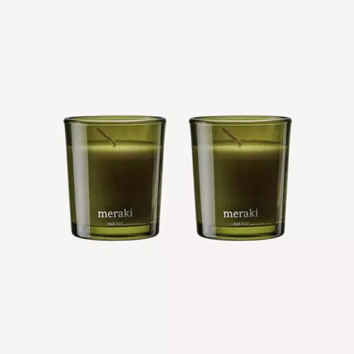 *Scented candle, Set of 2, Oud Leaf