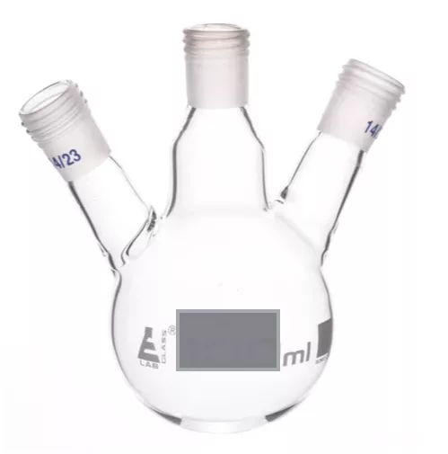 Flask Distilling 50ml Three Neck Angle Centre socket 14/23-side socket 14/23