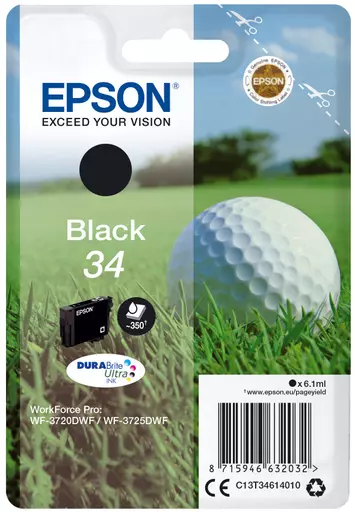 Epson C13T34614010/34 Ink cartridge black, 350 pages 6,1ml for Epson WF-3720