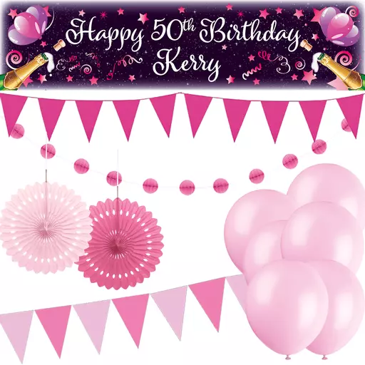 Personalised Party At Home Kit - Celebrate Pink