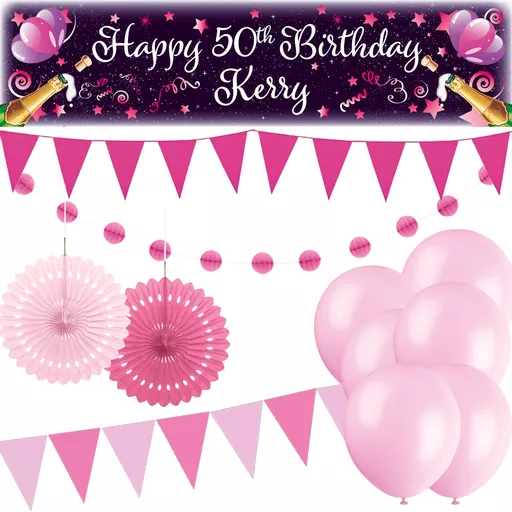 Personalised Party At Home Kit - Celebrate Pink