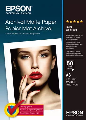 Epson Archival Matte Paper, DIN A3, 189g/m², 50 Sheets