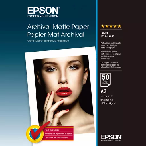 Epson Archival Matte Paper, DIN A3, 189g/m², 50 Sheets