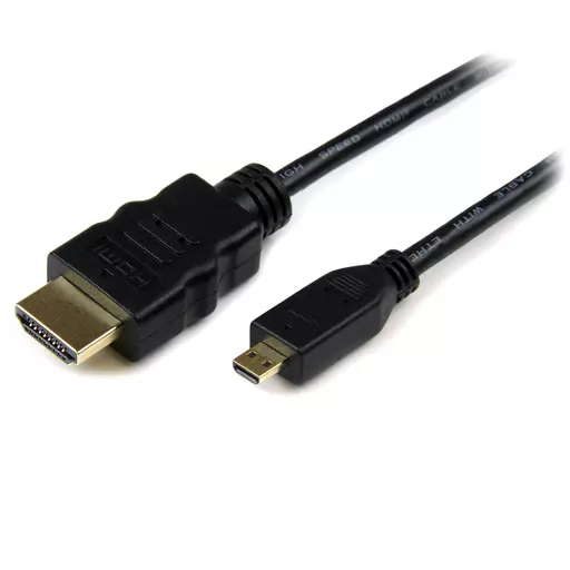 StarTech.com 2m Micro HDMI to HDMI Cable with Ethernet - 4K 30Hz Video - Durable High Speed Micro HDMI Type-D to HDMI 1.4 Adapter Cable/Converter Cord - UHD HDMI Monitors/TVs/Displays - M/M