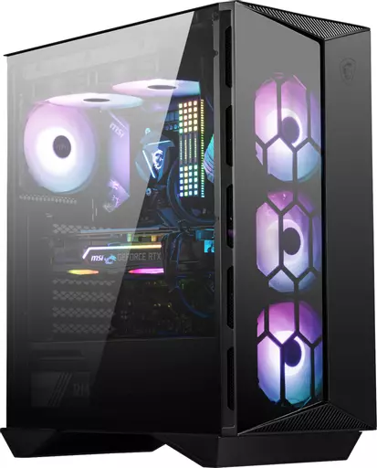 MSI MPG GUNGNIR 110R Mid Tower Gaming Computer Case Black, USB 3.2 Gen2 Type C, 4x 120mm ARGB Fan, Mystic Light Sync, 1 to 6 ARGB Control board, 2x Tempered Glass Panels, ATX, mATX, mini-ITX