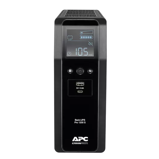 APC Back-UPS Pro, 1200VA/720W, Tower, 230V, 8x IEC C13 outlets, Sine Wave, AVR, USB Type A + C ports, LCD, User Replaceable Battery