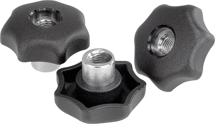 K0156 - Quick Acting Star Knobs In Plastic & Steel Size M5-M12
