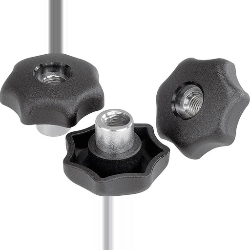 K0156 - Quick Acting Star Knobs In Plastic & Steel Size M5-M12