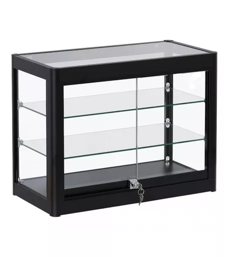 Fully Assembled Counter Top Showcase Display Cabinet Black