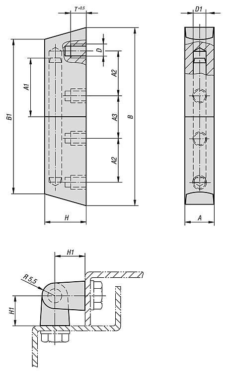 Screw On Hinge. Stainless Steel. 76x18.5mm.