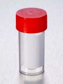 Specimen Container, 40ml, Straight with red cap and label