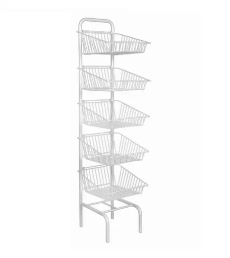 5 Tier White Basket Display Stand