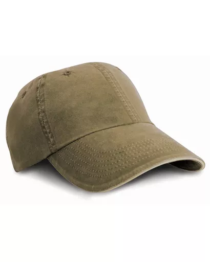 Washed Fine Line Cotton Cap with Sandwich Peak