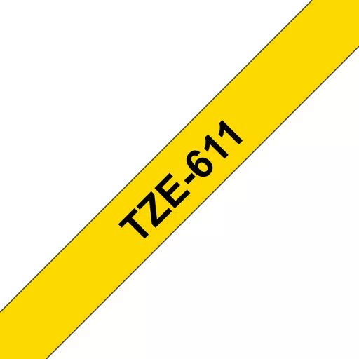 Brother TZE-611 DirectLabel black on yellow Laminat 6mm x 8m for Brother P-Touch TZ 3.5-18mm/6-12mm/6-18mm/6-24mm/6-36mm