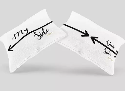 Personalised His and Hers Pillowcases – My Side Your Side Anniversary Gift for Couples 