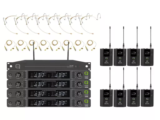 Q-Audio QWM1970 8-Way Bodypack Wireless System with ADU