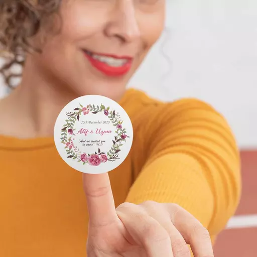 Personalised Labels-Invitations-Stickers - Pretty Pink Wreath