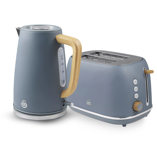 Swan Grey Fjord 1.7L Jug Kettle And 2 Slice Toaster Bundle