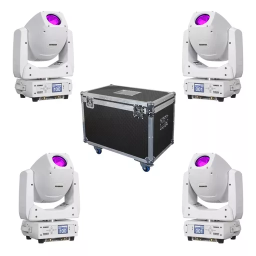Equinox Fusion 200 Zoom Spot with Quad Flight Case Bundle (White)