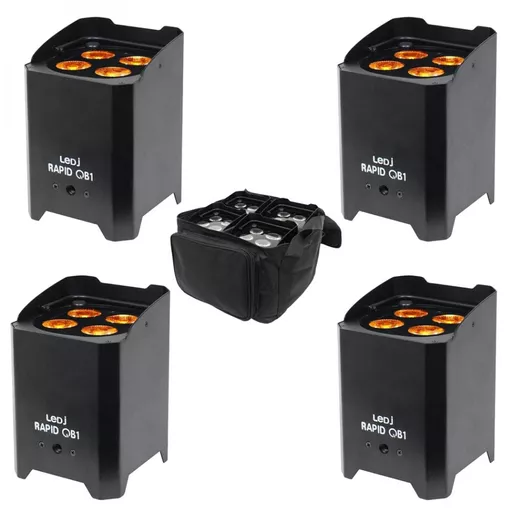 LEDJ Rapid QB1 RGBA LED Par x4 with Padded Gear Bag Bundle