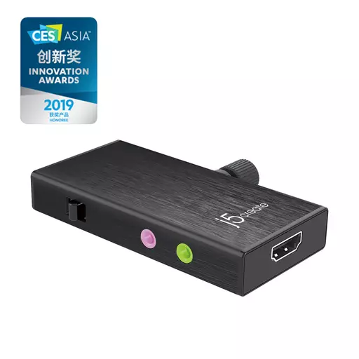 j5create JVA02 Live Capture Adapter HDMI™ to USB-C™ with Power Delivery, Black