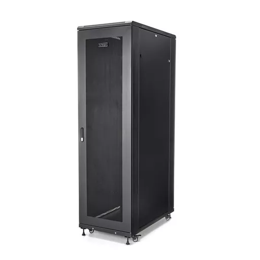 StarTech.com 4-Post 42U Server Rack Cabinet, 19" Data Rack Cabinet for Computer / AV / IT Equipment mount, Rack Server Cabinet with Casters, Full Size Industrial Network Cabinet