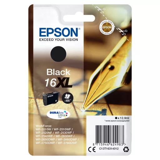 Epson C13T16314012/16XL Ink cartridge black high-capacity XL, 500 pages 12,9ml for Epson WF 2010/2660/2750