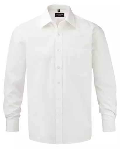 Men's Long Sleeve Pure Cotton Easy Care Poplin Shirt