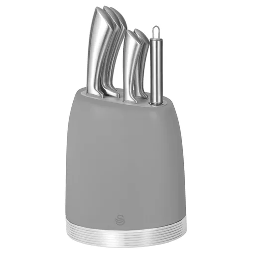 6 Piece Knife Block Grey