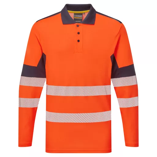 System Hi-Vis Eco Orange CottonCool Long Sleeve Polo