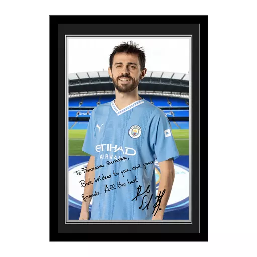 Manchester City FC Bernardo Autograph Photo Framed