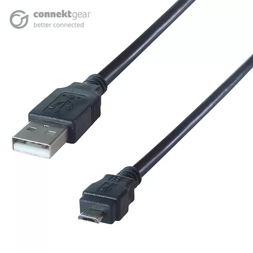 connektgear 1m USB 2 Android Charge and Sync Cable A Male to B Micro MHL Male