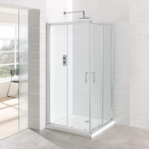 Vantage 6mm Easy Clean 800mm x 800mm Corner Entry Shower Enclosure - Chrome