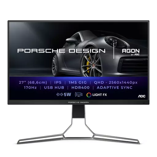 AOC Porsche PD27S LED display 68.6 cm (27") 2560 x 1440 pixels Quad HD LCD Black, Grey