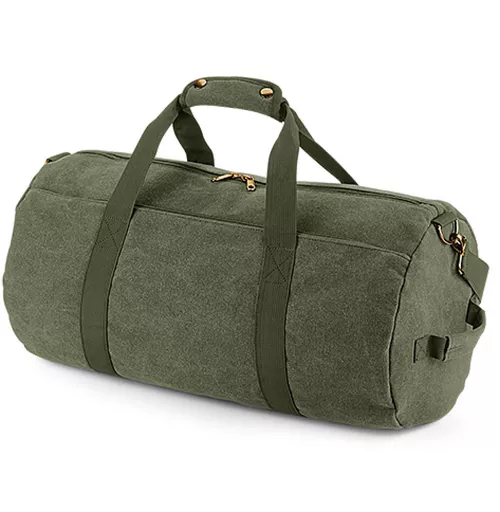 Vintage Canvas Barrel Bag