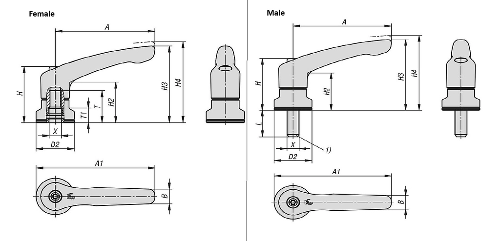 K1626 - Stainless Clamp Levers With Force Intensifier M8-M12
