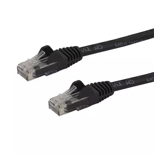 StarTech.com 15m CAT6 Ethernet Cable - Black CAT 6 Gigabit Ethernet Wire -650MHz 100W PoE RJ45 UTP Network/Patch Cord Snagless w/Strain Relief Fluke Tested/Wiring is UL Certified/TIA