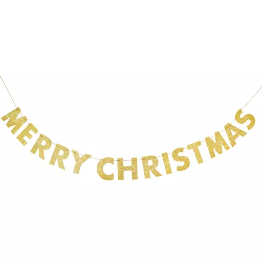 Gold Glitter Merry Christmas Letter Banner