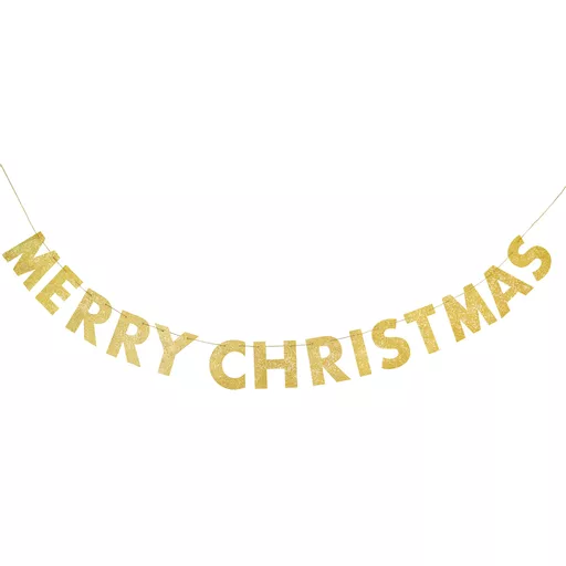 Gold Glitter Merry Christmas Letter Banner