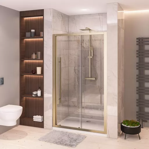 Vantage 2000 Easy Clean 2000x1500mm Slider Shower Door - Brushed Brass