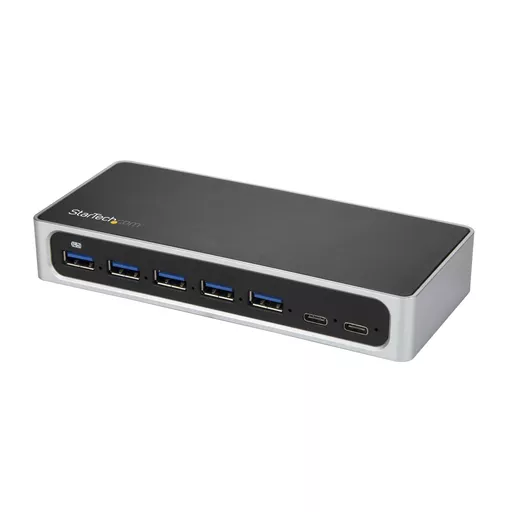 StarTech.com 7 Port USB C Hub with Fast Charge Port - USB-C to 5x USB-A 2x USB-C (USB 3.0 SuperSpeed 5Gbps) - Self Powered USB 3.2 Gen 1 Type-C Hub w/ Power Adapter - Desktop/Laptop Hub