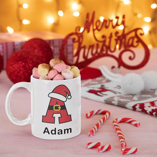 Santa Alphabet Name & Initial - Personalised Christmas Mug