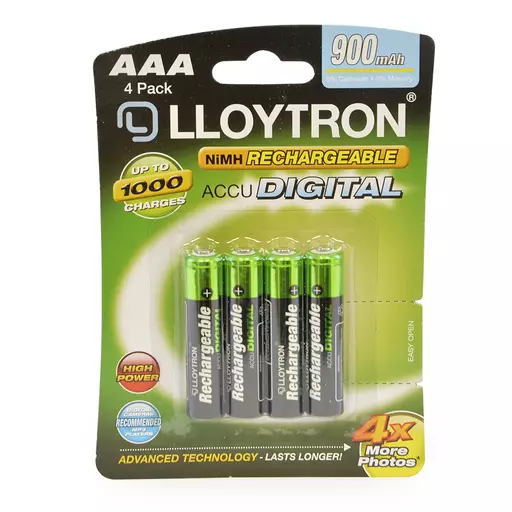 Rechargeable NIMH AccuDigital Battery - AAA Type900mAh Pk4