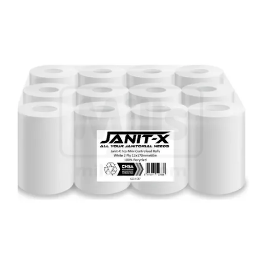 Janit-X Eco Centrefeed Rolls White 2-Ply Pk12