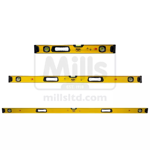 Mills 3-Piece Spirit Level Set 600mm, 1200mm, 1800mm
