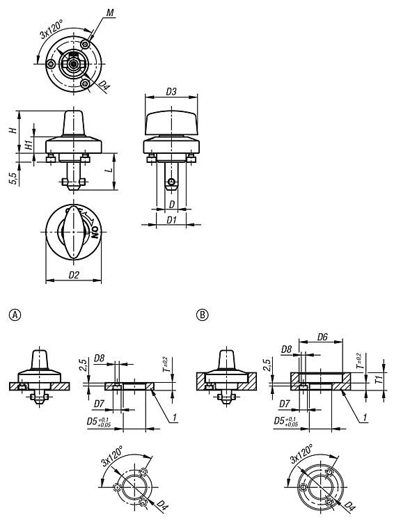 Rotary Latch. Stainless Steel. Stainless Steel Wing Grip. 5mm Pin Diameter. 15.5mm Pin Length.