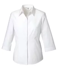 Ladies' 3/4 Sleeve Polycotton Easy Care Fitted Poplin Shirt