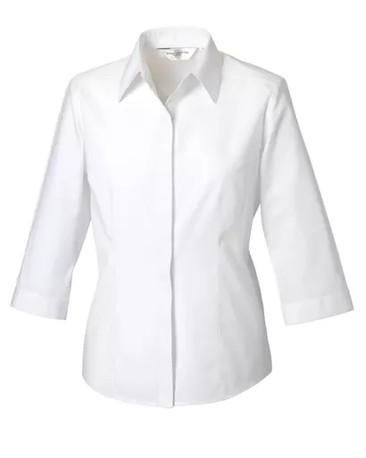 Ladies' 3/4 Sleeve Polycotton Easy Care Fitted Poplin Shirt